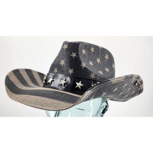 EUC Redneck Legends "Faded Blue" American Flag Cowboy Hat 58 cm 100% Paper 2019